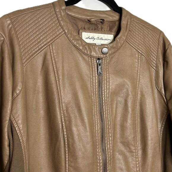 Sebby Collection Women's Faux Leather Jacket with Moto Details Front Zip Size XL - Picture 5 of 16